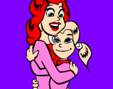 Disegno Madre e figlia abbracciate pitturato su emili4