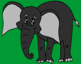 Disegno Elefante felice  pitturato su Rosario