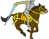 Disegno Cavaliere a cavallo IV pitturato su sofia