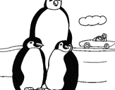Disegno Famiglia pinguino  pitturato su Alejandro