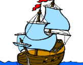 Disegno Barca  pitturato su ciccio