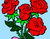 Disegno Mazzo di rose  pitturato su sara
