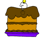 Disegno Torta di compleanno  pitturato su aurorina 98
