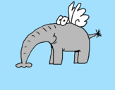 Disegno Elefante con le ali  pitturato su kiki9c