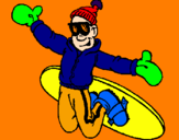 Disegno Salto con lo snowboard pitturato su josue