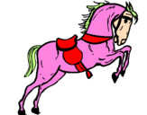 Disegno Cavallo che salta con una sedia  pitturato su Giulia P.