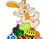 Disegno Coniglio di Pasqua pitturato su sara
