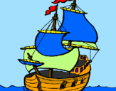 Disegno Barca  pitturato su marco e luca