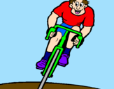 Disegno Ciclista con il berretto  pitturato su marco