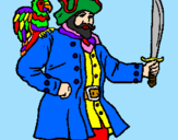 Disegno Pirata con il pappagallo  pitturato su Marco