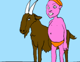 Disegno Bambino africano con una capra pitturato su MARIO