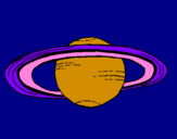 Disegno Saturno pitturato su robertina