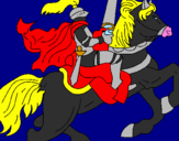 Disegno Cavaliere a cavallo pitturato su matteo