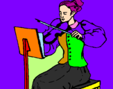 Disegno Dama violinista  pitturato su nicol