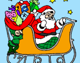 Disegno Babbo Natale alla guida della sua slitta pitturato su Simona