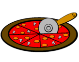 Disegno Pizza pitturato su mattia