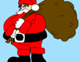 Disegno Babbo Natale e il suo sacco di regali pitturato su niccolò e alessandra