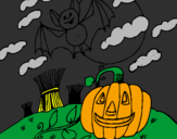 Disegno Halloween paesaggio pitturato su GIOVANNI