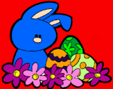 Disegno Coniglietto di Pasqua  pitturato su alice