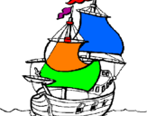 Disegno Barca  pitturato su sabina