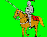 Disegno Cavallerizzo a cavallo  pitturato su laura