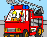 Disegno Camion dei Pompieri  pitturato su jacopo