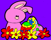 Disegno Coniglietto di Pasqua  pitturato su adelia