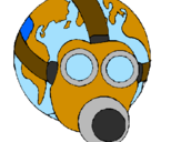 Disegno Terra con maschera anti-gas  pitturato su ecologia 10