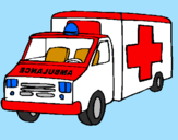 Disegno Ambulanza  pitturato su hassan