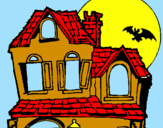 Disegno La Casa del mistero  pitturato su casa fantasma
