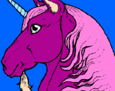 Disegno Testa di unicorno  pitturato su matilde