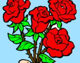 Disegno Mazzo di rose  pitturato su tenerosa