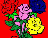 Disegno Mazzo di rose  pitturato su madda