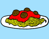 Disegno Spaghetti al ragù  pitturato su vv
