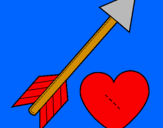 Disegno Freccia e cuore  pitturato su ornella