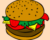 Disegno Hamburger completo  pitturato su Massimino