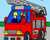Disegno Camion dei Pompieri  pitturato su Pompieri inglesi 
