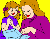 Disegno Madre e figlia  pitturato su alice
