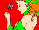 Disegno Principessa con una rosa pitturato su Francesca