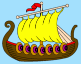 Disegno Barca vikinga  pitturato su ELISA