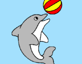 Disegno Delfino con una palla  pitturato su mikaela