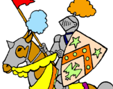 Disegno Cavaliere a cavallo pitturato su cavallieri  e cavallo