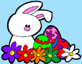 Disegno Coniglietto di Pasqua  pitturato su Anna