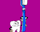 Disegno Molare e spazzolino da denti pitturato su alex 3000