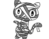 Disegno Mummia gatto scaraboechio pitturato su r