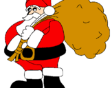 Disegno Babbo Natale e il suo sacco di regali pitturato su ale