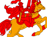 Disegno Cavaliere a cavallo pitturato su pyrus