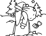 Disegno Babbo Natale che consegna i regali pitturato su francesca