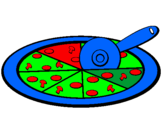 Disegno Pizza pitturato su martina