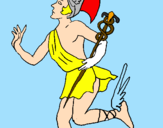 Disegno Hermes pitturato su simone